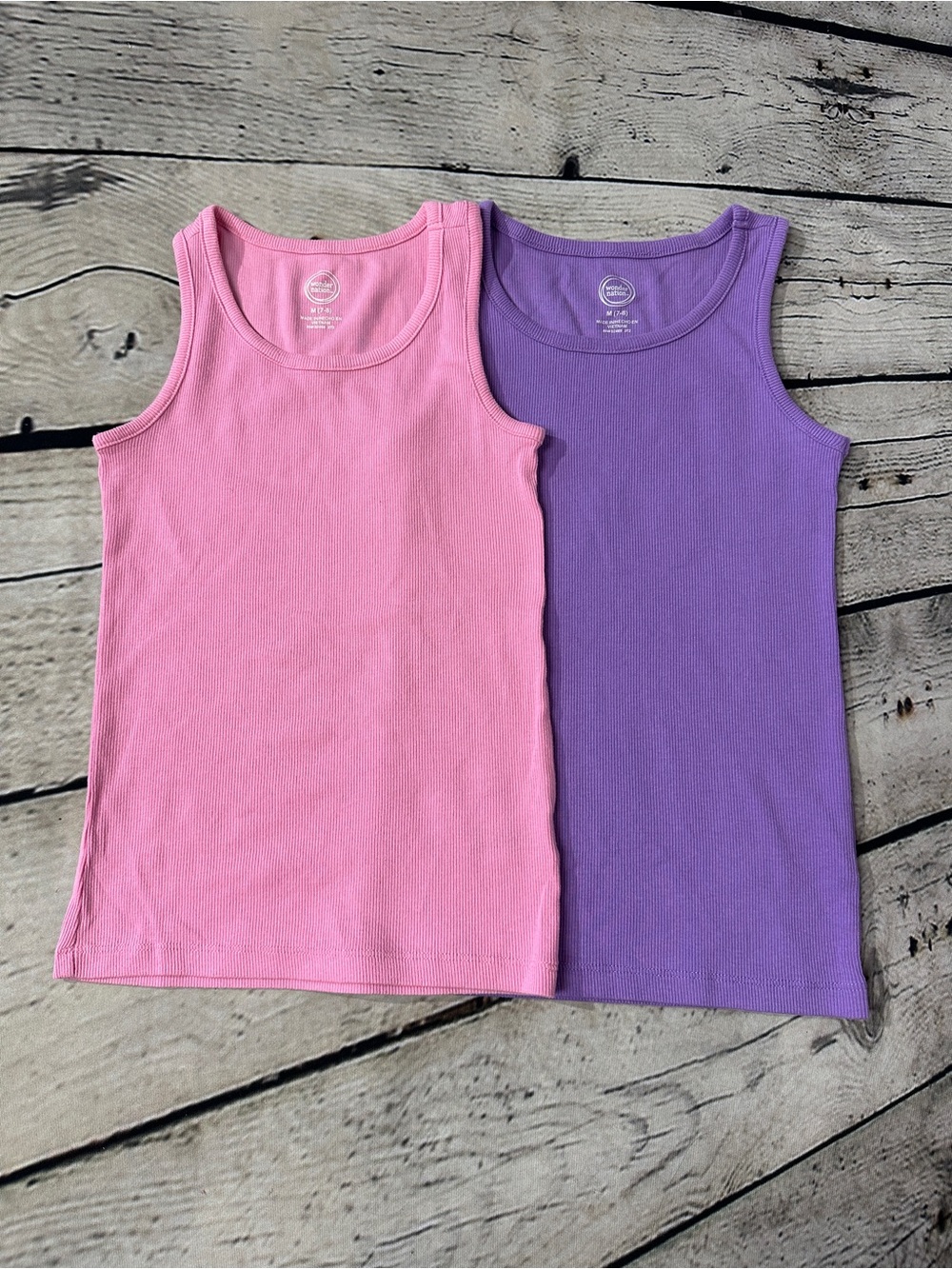 wonder nation Pink and Purple Ribbed Tank Tops - Set of 2 M (7/8)
